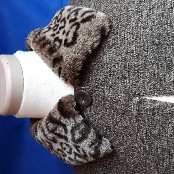 Leopard Faux fur Knit Jacket - Picture 4 of 5